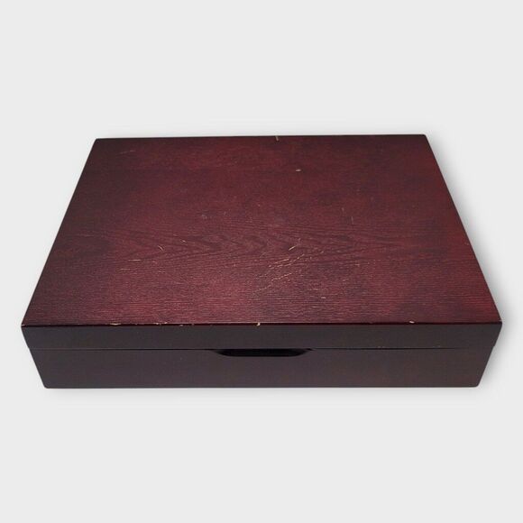 International Silver Company wooden Flatware Cutlery Storage Chest Box Brown - Picture 4 of 11